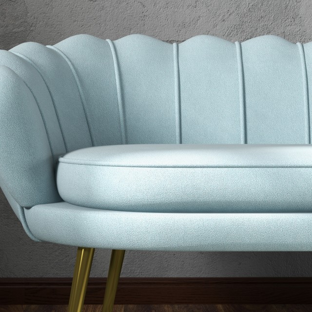 HOMCOM  Διθέσιος καναπές σε στυλ Industrial Chic με ύφασμα που μιμείται βελούδο και μέταλλο, 130x77x77 εκ., Γαλάζιο  833-957V00LB
