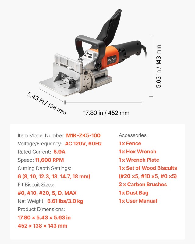 VEVOR Κοπτικό για Ξύλο  5.9A, 11600 RPM YWSYXKBTYKC6V2OCX001V2