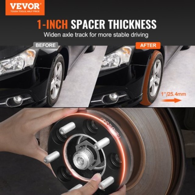 VEVOR Αποστάτες Τροχών 1 5x4.5 5 Λαβών 4 Τεμ. Μαύροι  LSSFLP1YC5X4I...