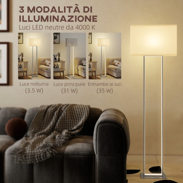 HOMCOM Φωτιστικό Δαπέδου 150 cm με 3 Λειτουργίες, Ρυθμιζόμενη Φωτει...