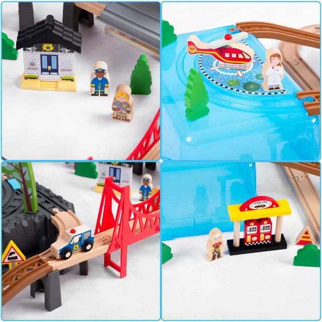 Ξύλινο Τρενάκι Πόλη 100 τεμάχια για 3+ Ετών RK-879 Ricokids