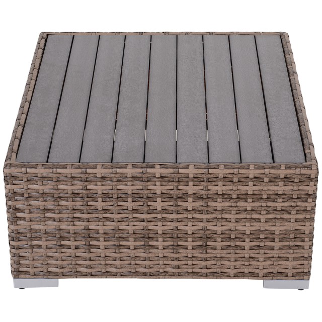 Outsunny 7 τεμαχίων Rattan Garden Lounge με τραπεζάκι σαλονιού και αρθρωτό καναπέ με μαξιλάρια, γκρι 860-020V03