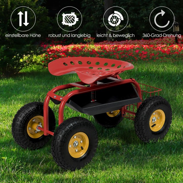 Περιστρεφόμενος Κήπος Καθιστικό με Ρόδες και Ρυθμιζόμενο Ύψος 81 x ...