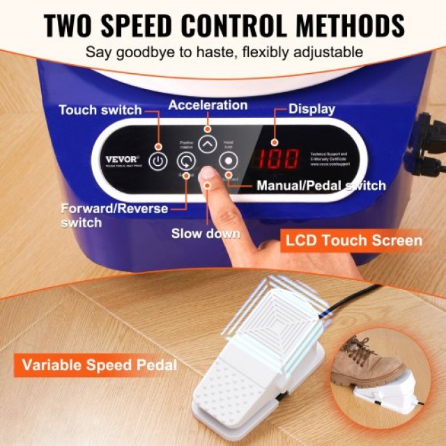 Κεραμικός Τροχός VEVOR 11 με Πεντάλ & Οθόνη Αφής 450W Μπλε  ZQLPJSJS11YCPCHVVV2