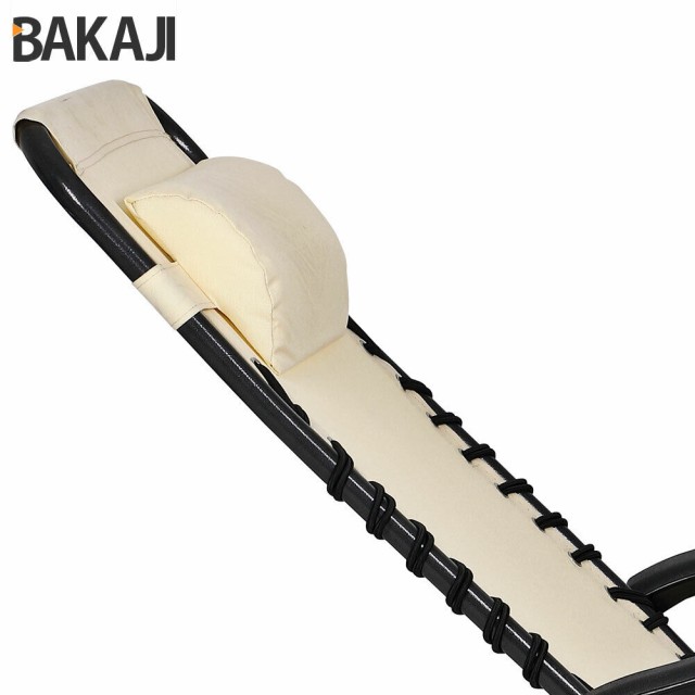 BAKAJI  Καρέκλα Κήπου Πολυθρόνα Χαλάρωσης Πτυσσόμενη Μηδενικής Βαρύτητας Ατσάλι Οξφόρδη Μπεζ  02830486