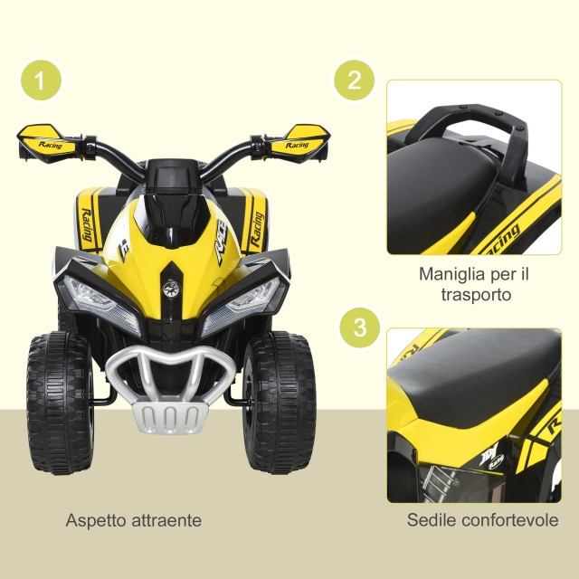 HOMCOM Quad για Παιδιά 18-36 Μηνών με Χειροκίνητη Πίεση με Ενσωματω...