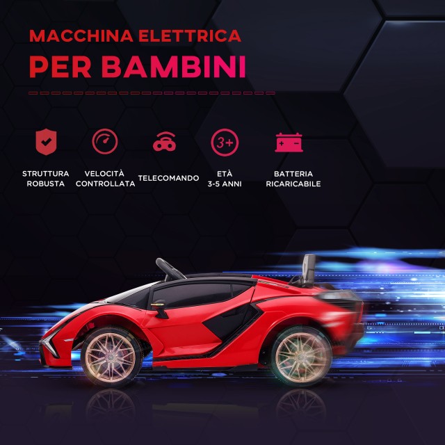 HOMCOM Ηλεκτρικό αυτοκίνητο για παιδιά Lamborghini Et? 3-5 ετών - Κόκκινο 370-171V90RD