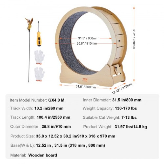 VEVOR Μεγάλος Τροχός Άσκησης για Γάτες Εσωτερικού Χώρου MZMPBJYMSMD...