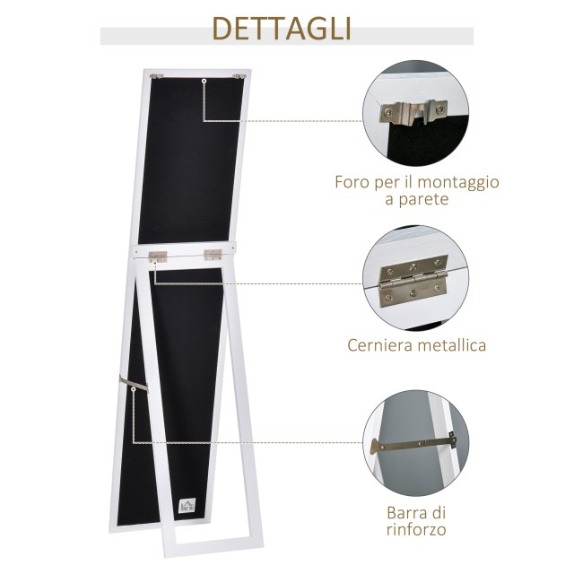 HOMCOM Καθρέφτης Ολόσωμος 37x154 cm, Λευκός 831-389V80