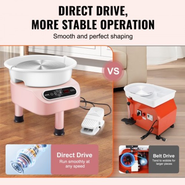 Κεραμικός Τροχός VEVOR 11 με Πεντάλ & Οθόνη Αφής 450W Ροζ  ZQLPJSJS11YC8MY3AV2