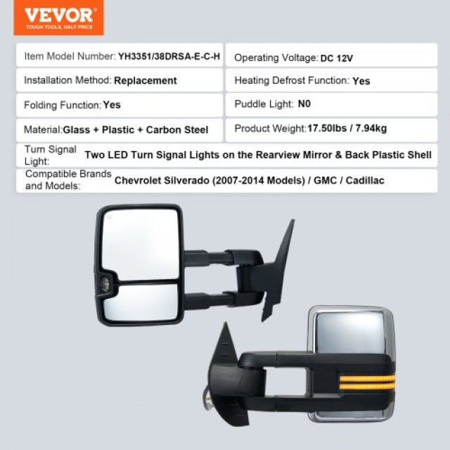 Καθρέπτες Ρυμούλκησης VEVOR για Chevrolet Silverado/GMC/Cadillac (2007-2014)  QYJHZKXFLSLDAV9FSV9
