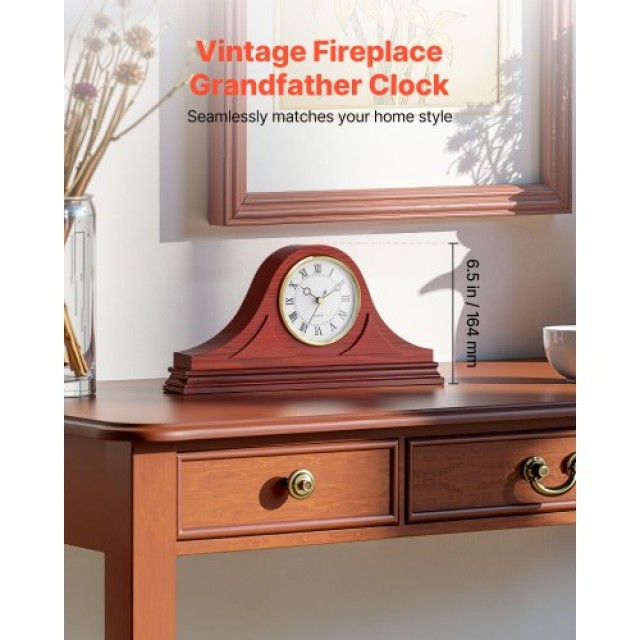 VEVOR Ρετρό Σιωπηλό Ρολόι Τζακιού 6.4 ιντσών με Μηχανισμό Quartz ZF...