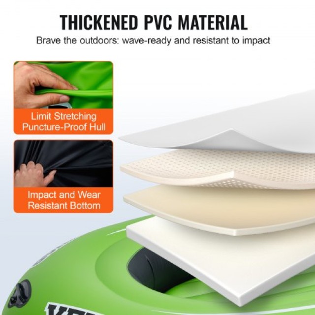 VEVOR  Φουσκωτή Βάρκα 4 Ατόμων, PVC, 45.6 Κουπιά, Αντλία, Θέσεις, 1100 lb, Ψάρεμα  YCK4RK00000087X5RV0