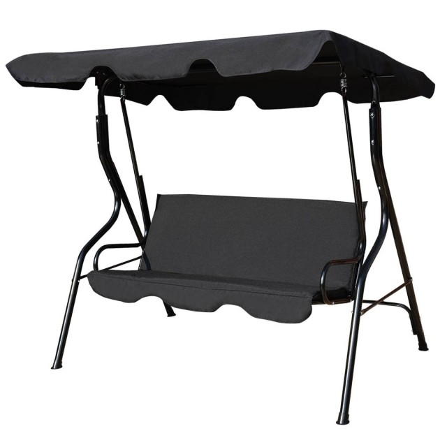 Costway Τριθέσια κούνια κήπου με σκίαστρο Μαύρο 170 x 110 x 153 εκ... Costway Τριθέσια κούνια κήπου με σκίαστρο Μαύρο 170 x 110 x 153 εκ...