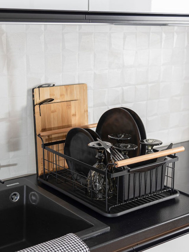 ESTIA Μεταλλική Πιατοθήκη Bamboo Essentials 44x32x20cm με Λαβές, ... ESTIA Μεταλλική Πιατοθήκη Bamboo Essentials 44x32x20cm με Λαβές, ...