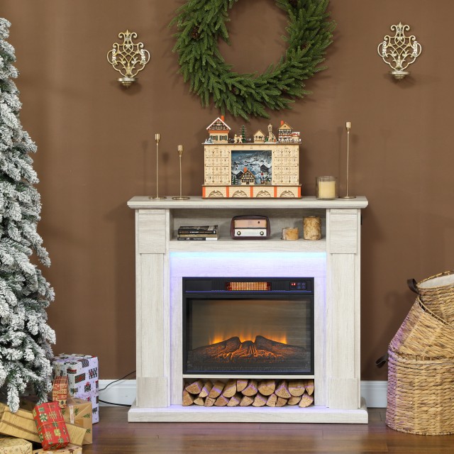 HOMCOM Καμινέτο Ηλεκτρικό 1800W Ρυθμιζόμενο με 3D Φλόγα, Ράφι, Χρον... HOMCOM Καμινέτο Ηλεκτρικό 1800W Ρυθμιζόμενο με 3D Φλόγα, Ράφι, Χρον...