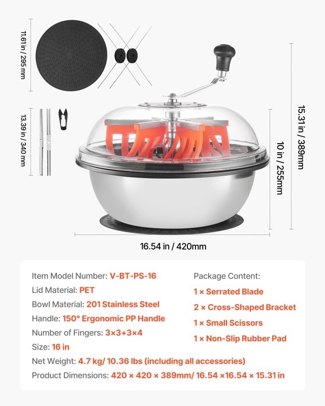 VEVOR Χειροκίνητος Κόπτης Trimmer με  Ανοξείδωτες Λεπίδες, Ορατή Κο...