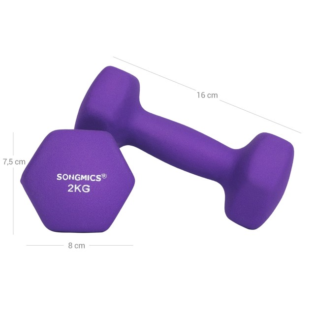 SONGMICS Σετ 2τμχ Αλτήρες από Νεοπρένιο 2x2kg Μωβ SYL64PL 