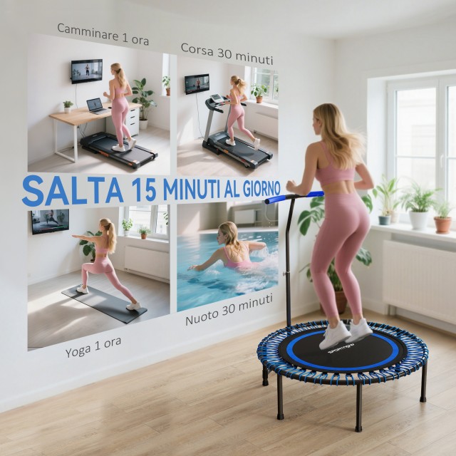 SPORTNOW Τραμπολίνο Γυμναστικής Ø145 cm με Ρυθμιζόμενο Χειρολαβή σε...