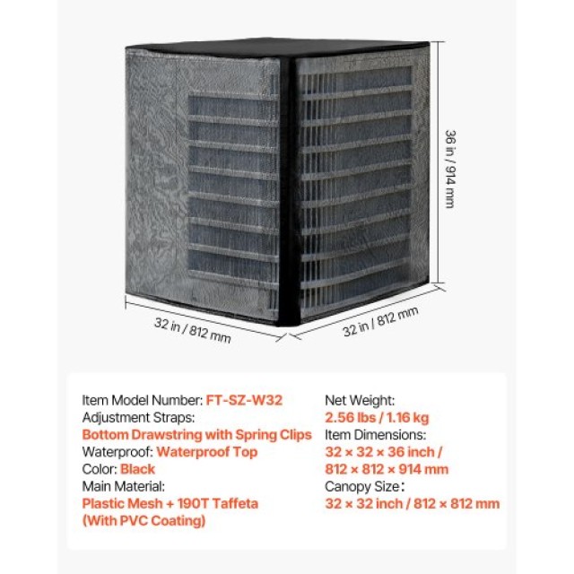 VEVOR Κάλυμμα Κλιματιστικού 812 x 914 mm Διπλής Στρώσης με Αποσπώμε...