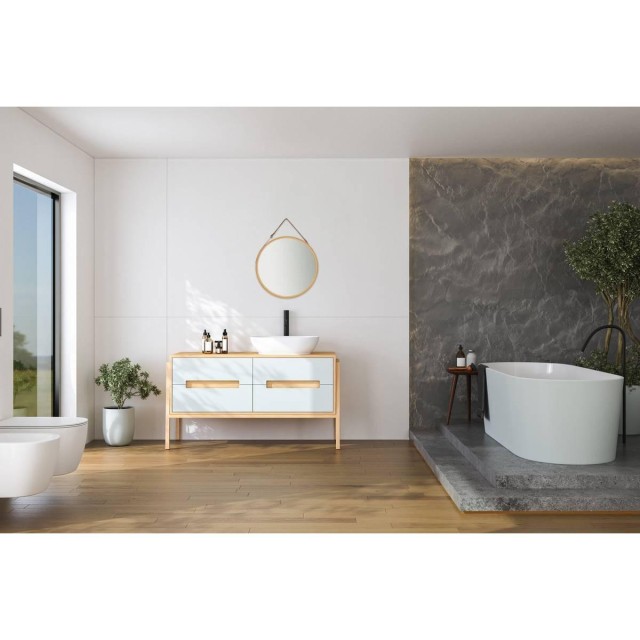 5FIVE Simply smart Στρογγυλός Καθρέπτης με Μπαμπού Πλαίσιο με Διάμε...