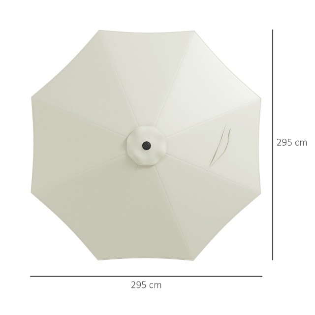 Outsunny Κάλυμμα για Ομπρέλα Ø295 cm από Πολυεστέρα Κρεμ Ανθεκτικό στο Νερό με Άνω Αεραγωγό 84D-271V00CW