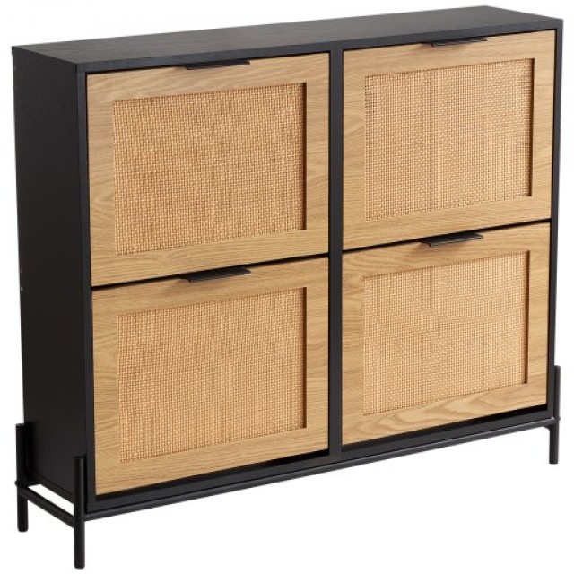 VEVOR  Ντουλάπι Παπουτσιών Rattan με 4 Ανακλινόμενα Συρτάρια FCTBXJ...