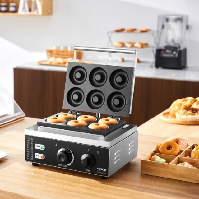 Ηλεκτρική Μηχανή Ντόνατ VEVOR, 1550W, 6 Θέσεων, Αντικολλητική Επιφά...