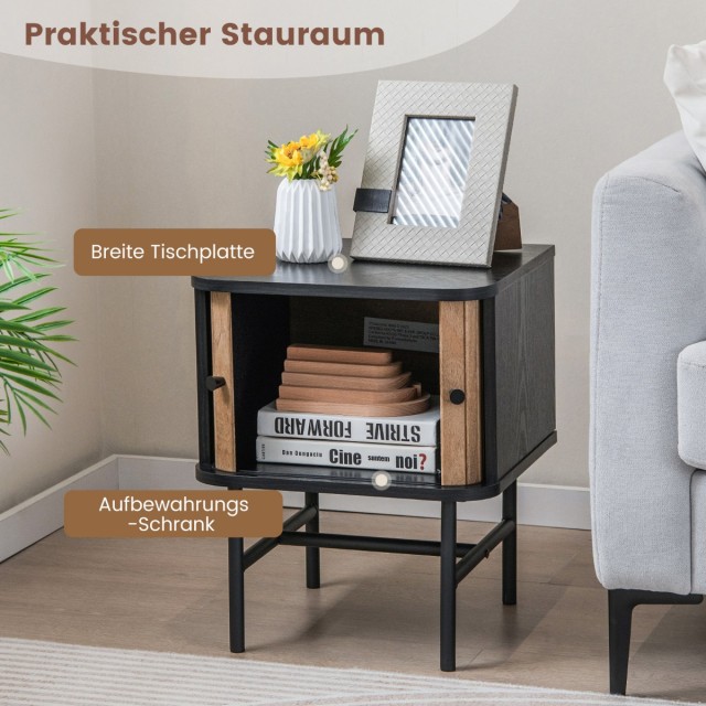 Costway Σύγχρονο Κομοδίνο με Συρόμενες Πόρτες 40 x 39 x 49 εκ. σε Μ...