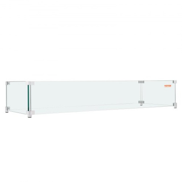 VEVOR Προστατευτικό Ανέμου για Τζάκι 38x10.5x6 εκ. από Σκληρυμένο Γυαλί  FXFF3810.56INJWBGV0
