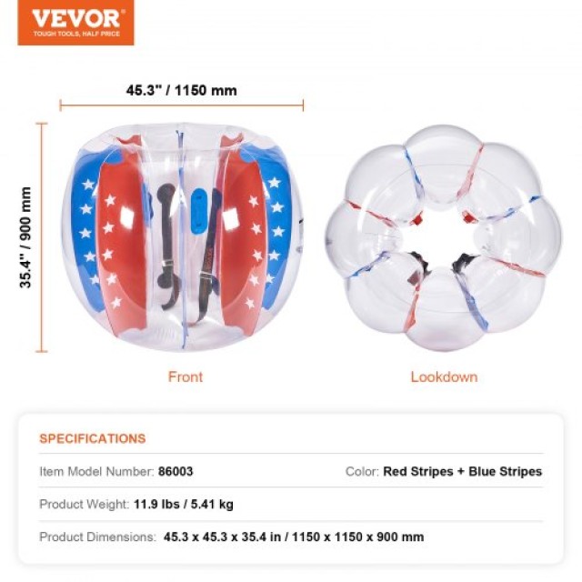 VEVOR Φουσκωτές Μπάλες Σύγκρουσης 2-Pack, 1.2M για Παιδιά & Εφήβους...