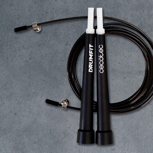 CECOTEC  Επαγγελματικό Σχοινάκι DrumFit Speed Rope από Ατσάλι με Εργονομικές Λαβές για Προπονήσεις Υψηλής Έντασης, Ρυθμιζόμενο, 300 εκ. με Σύστημα SmoothBearing 360º  CEC-07130