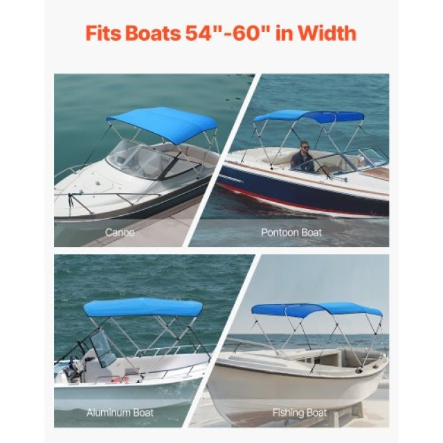 VEVOR 6-πόδι 3-τόξων Bimini Τέντα Σκάφους από 600D Πολυεστέρα - Pac...