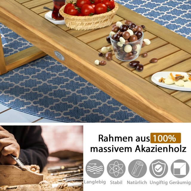 Costway  Ξύλινος πάγκος κήπου από μασίφ ξύλο Teak, αντοχή έως 360 kg, 132 x 34 x 43,5 cm OP70392