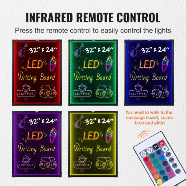 Πίνακας Μηνυμάτων LED VEVOR 32x24 Φωτιζόμενος Γράψιμος Πίνακας Κιμω...