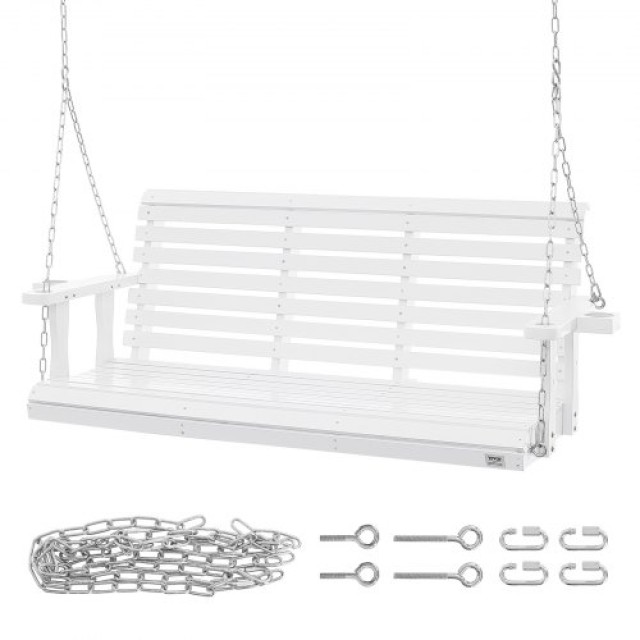 VEVOR Ξύλινη Κούνια Βεράντας 5.5 ft, Λευκή, 880 lbs, με Αλυσίδες Κρεμάσματος  MLQQCMK55YC0JNXDCV0