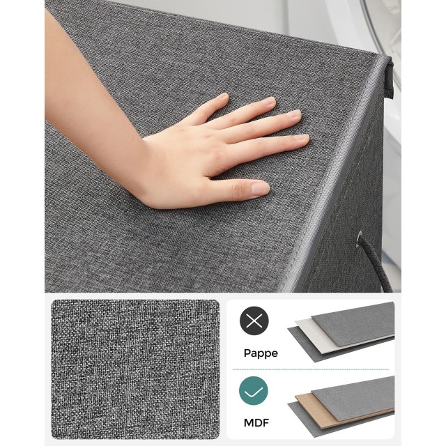 SONGMICS Καλάθι Απλύτων 142L Διπλού Διαμερίσματος 63 x 33 x 53 cm Σκούρο Γκρι, LCB002G02 