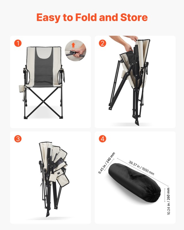 VEVOR Πτυσσόμενη Καρέκλα Κάμπινγκ με Θέρμανση, 3 Επιλογές Θέρμανσης...