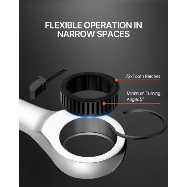 VEVOR Σετ Γερμανικών Κλειδιών 30 Τεμαχίων SAE 1/4 έως 1, Μετρικό 8-24mm με Οργανωτική Βάση ZXBSTZGDK30P60DO5V0
