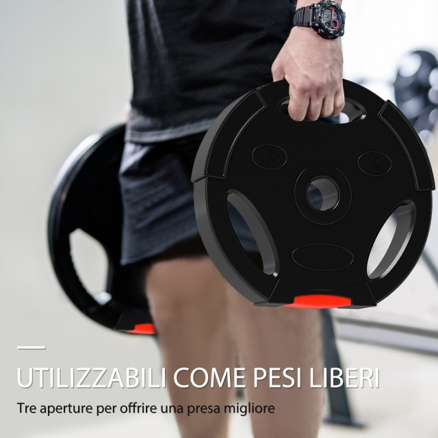 SPORTNOW  Σετ Βαρών με 2 Δίσκους των 10 κιλών και 2 Δίσκους των 5 κιλών από Πολυπροπυλένιο και Άμμο, Ø34x6 εκ. και Ø27x4.5 εκ., Μαύρο  A91-364V02BK