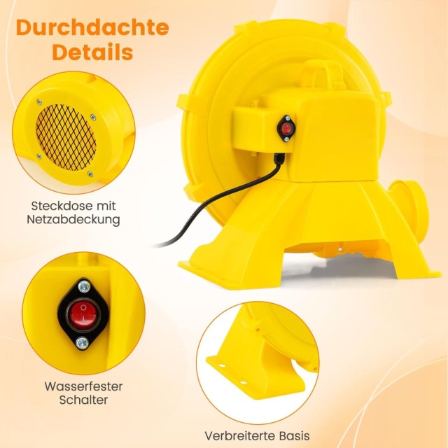 Costway Φορητός Ανεμιστήρας 750W με Λαβή και Σφήνες, Κίτρινο ES10568DE