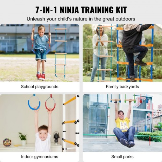 Πίστα Ninja Warrior 2x56 ft με 12 Εμπόδια για Παιδιά - VEVOR  RZX56...
