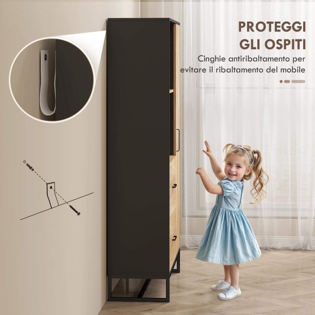 HOMCOM Μοντέρνα Κουζίνα Κρεντέντζα με 2 Συρτάρια, 2 Ράφια και ένα Ν...