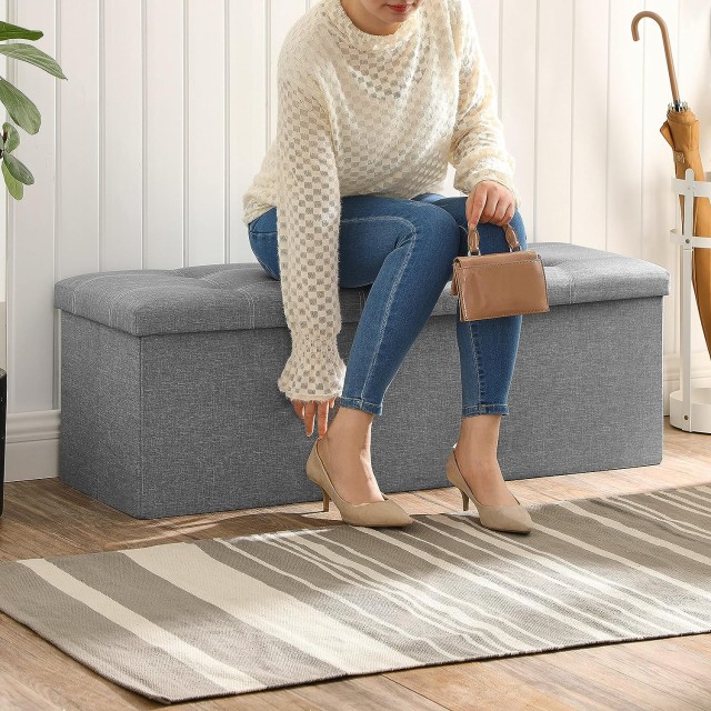 SONGMICS Σκαμπό Αποθήκευσης Πολυλειτουργικό 110x38x38 εκ, Ανοιχτό Γ...