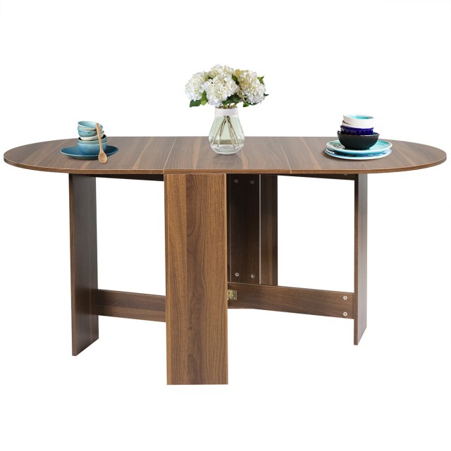 Costway  Πτυσσόμενο Τραπέζι Μπαλκονιού 163 x 80 x 75 cm Φυσικό Ξύλο HW61596
