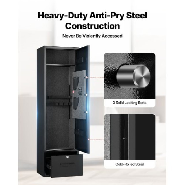 VEVOR Οπλοκυβώτιο με 2 Θήκες για Πυρομαχικά και 2 Τσέπες Πιστολιών ...