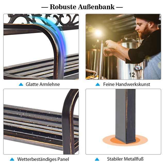 Costway Αντίκα Κήπου Πάγκος με Πλάτη Μπρούτζινος για Εξωτερικούς Χώ...