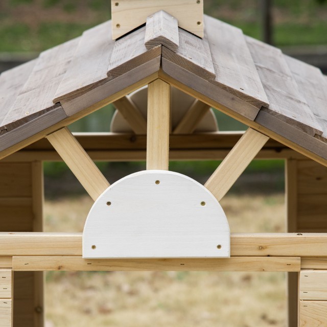 Outsunny Little House για Παιδιά 3-7 ετών με 2 παράθυρα με θήκη για γλάστρα και πάγκο, σε ξύλο ελάτης και PP, 113Lx94x134,5 cm 345-024