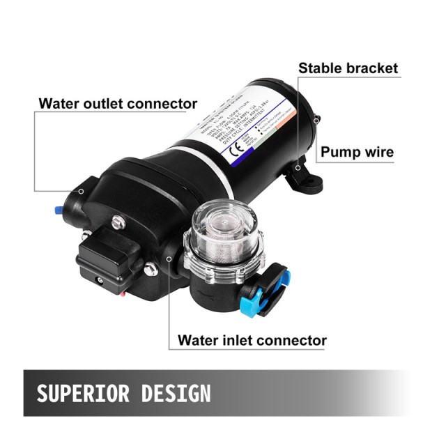 Αυτόματη Αντλία Νερού Διαφράγματος Υψηλής Πίεσης 40 PSI 12V VEVOR F...