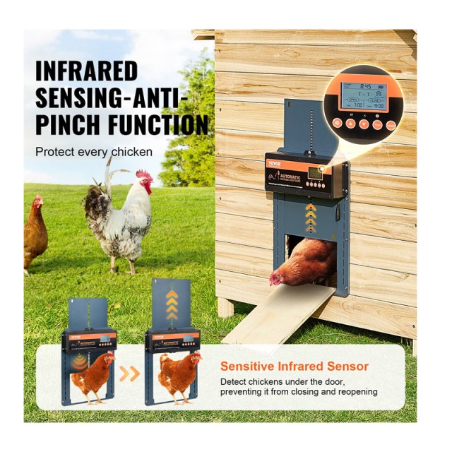 Αυτόματη Πόρτα για Κοτέτσι 390 x 300 x 50 mm VEVOR JSKMQZSHGSKDCF5OPV2